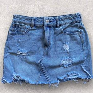 Pacsun Distressed Denim Blue Skirt Women Size 25